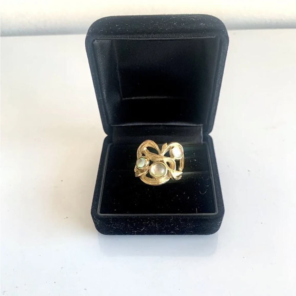 Lalique Yellow Tone Moonstone Ring